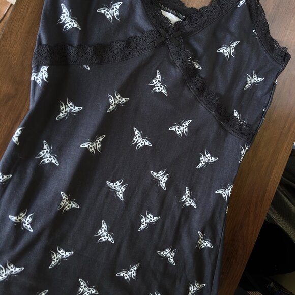 Ribbed lace-trimmed dress - Black/Butterflies - H&M - Size Small - Picture 8 of 8